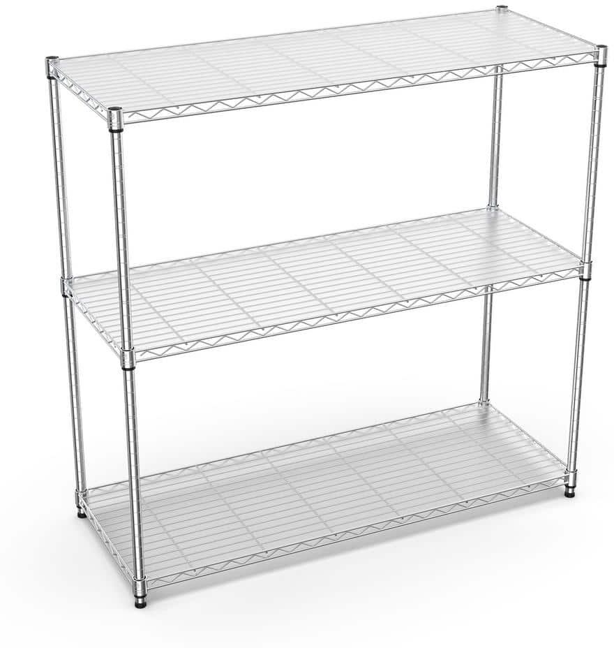 Tileon 3 Heavy Duty Wire Rack Metal Shelves, 1050 LBS Height Adjustable Metal Garage Storage Shelves-Chrome