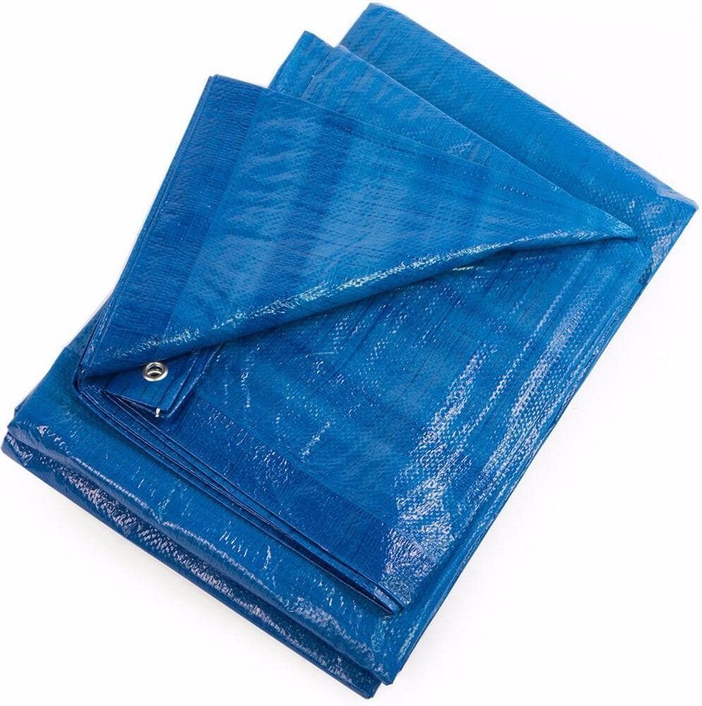 Stark 12 ft. x 16 ft. Multi-Purpose All-Weather Proof Poly Tarpaulin Tent Cover Tarp in Blue