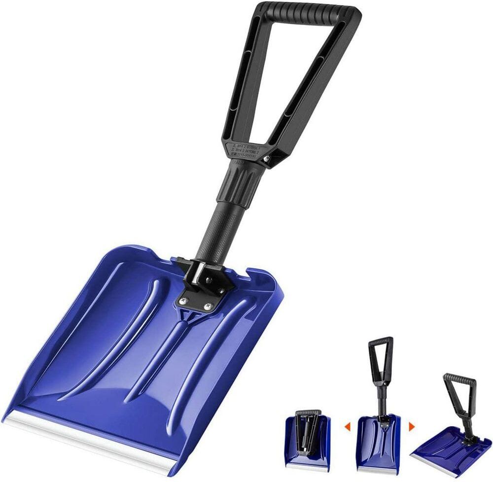 15 in. D-Grip Plastic Handle Durable Aluminum Edge Blade Foldable Snow Shovel