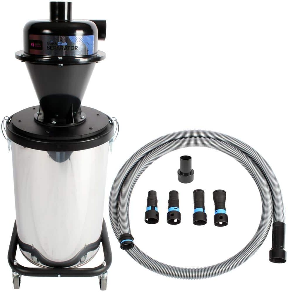 Cen-Tec Quick Click Dust Separator with 10 gal. Stainless Steel Recovery Bin and 16 ft. Hose and Power Tool Adapter Set