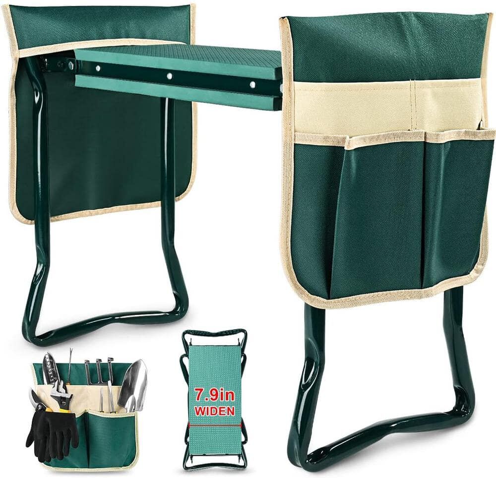 ITOPFOX 19.29 in. Upgraded Garden Kneeler and Seat with Thicken and Widen Soft Kneeling Pad with 2 Tool Pouches