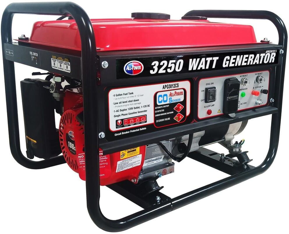 All Power 2500-Watt Manual Start Gasoline Powered Portable Generator With Auto CO Shutoff