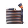 CAPHAUS 5/8 in. Dia. x 25 ft. Garden Hose with 10 Spray Patterns Nozzle and 3/4 in. NH Solid Brass Fittings, Durable PVC Hose