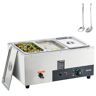 VEVOR 3-Pan Commercial Food Warmer 3 x 8 qt. Electric Steam Table 1500-Watts Countertop Stainless Steel Buffet Bain Marie