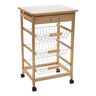 ORGANIZE IT ALL 3 Tier Pinewood Basket and Drawer Kitchen Cart