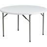 Carnegy Avenue Elon 48 in. Round Granite White Plastic Tabletop Metal Frame Folding Table