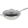 KENMORE ELITE Luke 12 in. Non-Stick Tri-Ply Stainless Steel Wok with Glass Lid