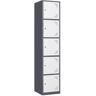 Mlezan 5-Tier Metal Locker with Keys for Employees Staff Gym 17 in. D x 15 in. W x 71 in. H in Grey White