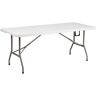 Carnegy Avenue Elon 72 in. Bi-Fold Granite White Plastic Tabletop with Metal Frame Folding Table with Carrying Handle