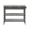 Convenience Concepts French Country Wirebrush Dark Gray Steel Top Kitchen Cart with Towel Bar