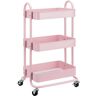 Adrinfly 3-Tier Metal Kitchen Cart in Dusty Pink with anti-rust properties