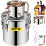 VEVOR 3 Gal. Alcohol Still Stainless Steel Water Alcohol Distiller Copper Tube Home Brewing Kit Build-in Thermometer, Silver