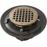 JONES STEPHENS 3 in. x 4 in. Heavy Duty PVC Drain Base with 3-1/2 in. IPS Metal Spud, 8-1/2 in. Pan and 5 in. Brushed Nickel Strainer