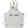 Angel Sar Grilling Aprons for Men Women with Large Pockets, Cotton Canvas Cross Back Adjustable Work Apron, Beige