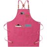 Angel Sar Grilling Aprons for Men Women with Large Pockets, Cotton Canvas Cross Back Adjustable Work Apron, Pink