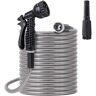 3/4 Fitting Size in. Dia x 75 ft. Stainless Steel Lightweight Garden Hose, 180 Bar Metal Water Hose with 2 Nozzles