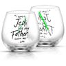 JoyJolt Star Wars New Hope Luke Skywalker Green Lightsaber 15 oz. Stemless Drinking Glass (Set of 2)