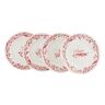 MARTHA STEWART Holiday Vines 4 Piece 9 in. Fine Ceramic Dessert Plate Set in Red