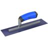 Bon Tool 14 in. x 5 in. Blue Steel Square End Finish Trowel with Comfort Wave Handle and Long Shank