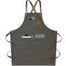 Angel Sar Grilling Aprons for Men Women with Large Pockets, Cotton Canvas Cross Back Adjustable Work Apron, Gray Green
