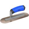 Bon Tool 10 in. x 3 in. Golden Stainless Steel Round End Pool Trowel with Comfort Wave Handle and Short Shank