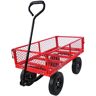 ITOPFOX 4.29 cu. ft. Metal Garden Cart, Solid Wheels, for Gardening, Farming, Yard and Home Use, Red