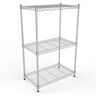 3-Tier Silver Heavy Duty Foldable Metal Kitchen Cart with Wheels Moving Easily Organizer Shelves Great,750 lbs. Capacity