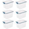 Sterilite 20 Qt. Gasket Box with Clear Base and Lid (6-Pack)