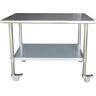 Sportsman 48 in. Stainless Steel Kitchen Utility Table with Casters and Adjustable Shelf