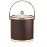 Kraftware Sophisticates 3 Qt. Brown and Polished Brass Ice Bucket with Bale Handle and Acrylic Cover