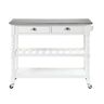 Convenience Concepts French Country White Steel Top Kitchen Cart with Towel Bar