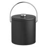 Kraftware Contempo 3 Qt. Black Ice Bucket with Bale Handle and Domed Leatherette Lid
