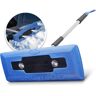 Aoibox 52 in. LED 4-In-1 Plastic Blade Telescoping Snow Broom Ice Scraper 18 in. Foam Head with Headlights Blue