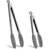 Angel Sar 2-Piece Gray Cooking Accessories Stainless Steel Silicone Tongs