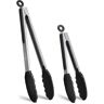 Angel Sar 2-Piece Black Cooking Accessories Stainless Steel Silicone Tongs