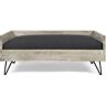 Noble House Bonneville Medium Light Grey Wash Wood Bed with Grey Cushions