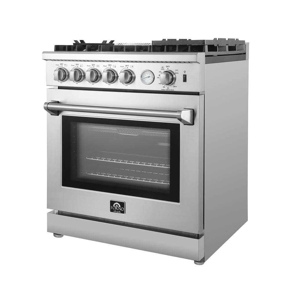 Forno Lazio 30 in. 4.32 cu. ft. Oven Gas Range with 5 Gas Burners, Air fryer and Griddle in. Stainless Steel