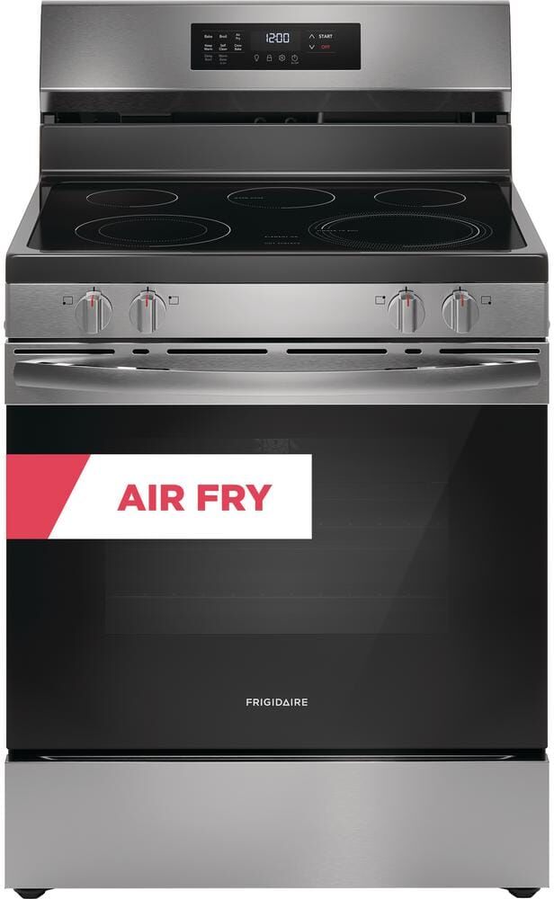 Frigidaire 30 in. 5.3 cu. ft. 5 Element Freestanding Self-Cleaning Electric Range in Stainless Steel with Air Fry