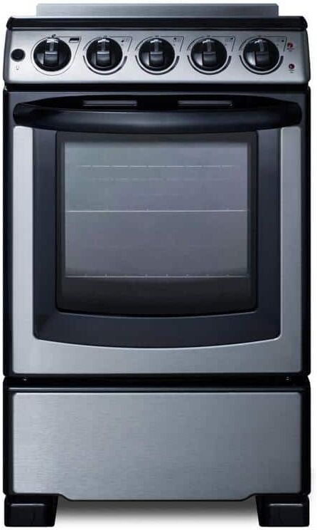 Summit Appliance 20 in. 2.3 cu. ft. Slide-In Electric Range in Stainless Steel