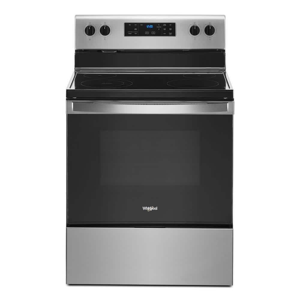 Whirlpool 5.3 cu. ft. Electric Range with 4-Elements and Frozen Bake Technology in Stainless Steel