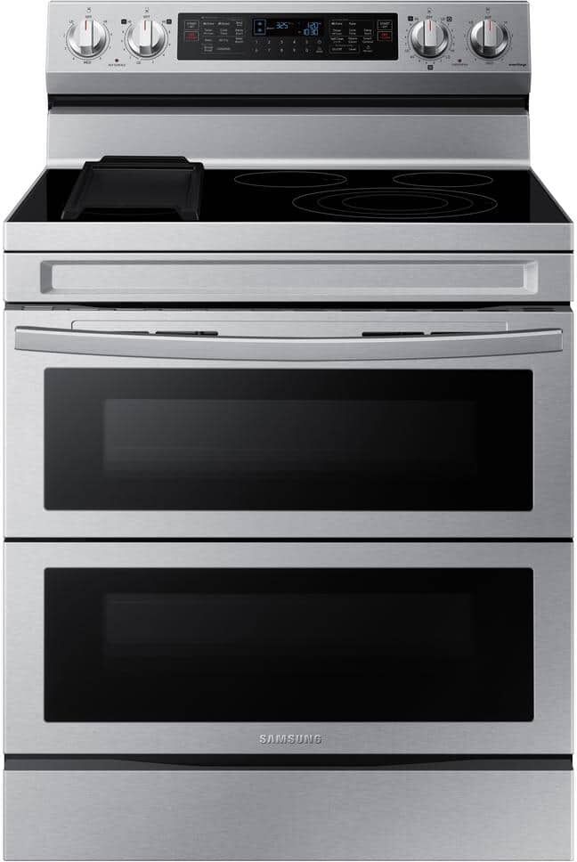 Samsung 6.3 cu. ft. 30 in. Smart Freestanding Double Oven Electric Range with Flex Duo in Fingerprint Resistant Stainless Steel