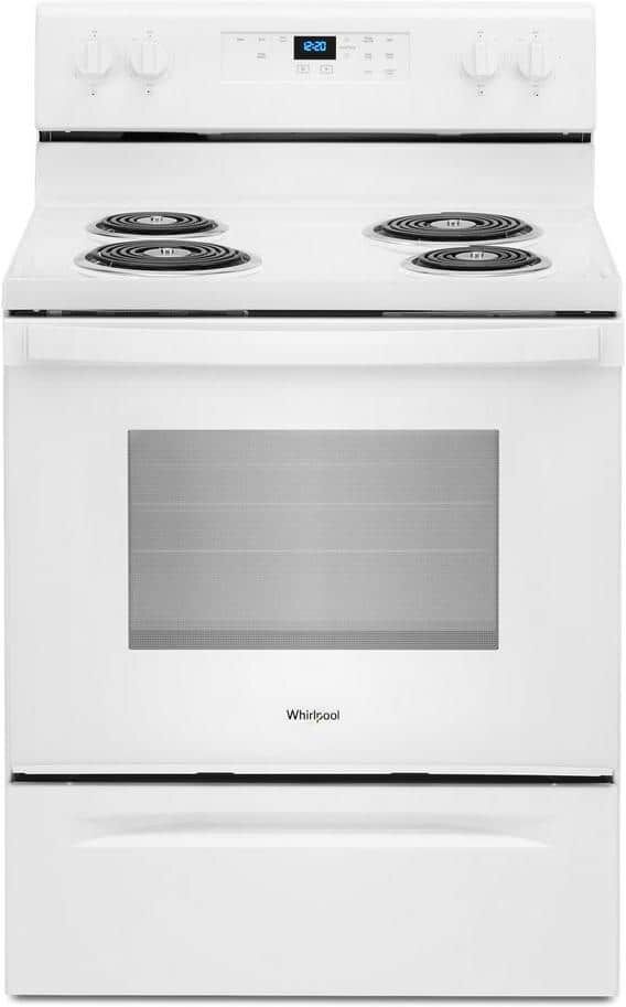 Whirlpool 30 in. 4.8 cu. ft. 4-Burner Electric Range with Self-Cleaning in White with Storage Drawer