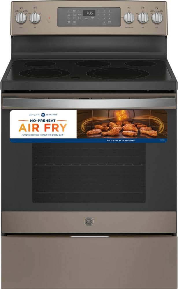 30 in. 5.3 cu. ft. Freestanding Electric Range in Slate with Convection, Air Fry Cooking