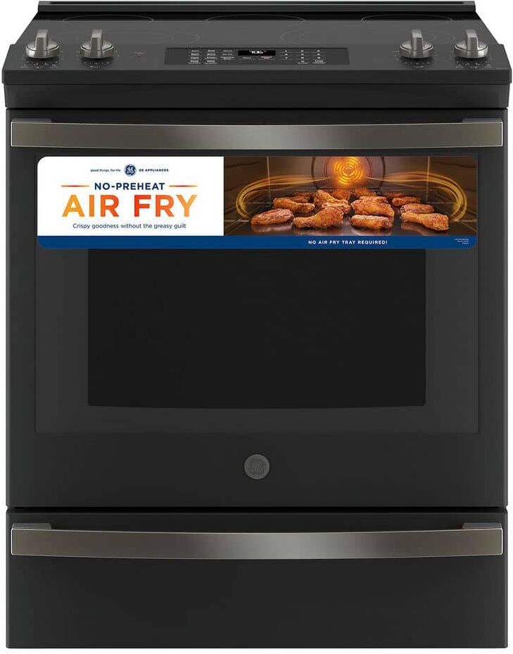 30 in. 5.3 cu. ft. Slide-In Electric Range in Black Slate with Convection, Air Fry Cooking