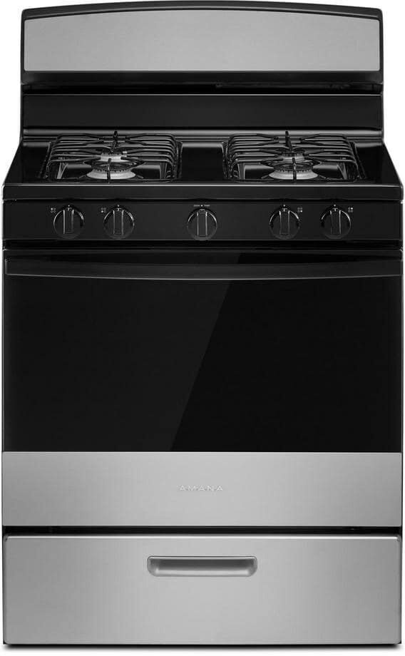 Amana 30 in. 4 Burners Freestanding Gas Range in Stainless Steel with Thermal Cooking