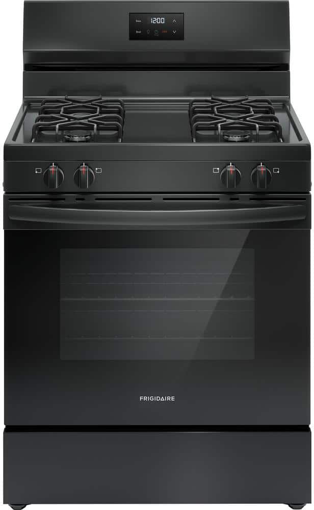 Frigidaire 30 in. 4-Burner Freestanding Gas Range in Black with Even Baking Technology