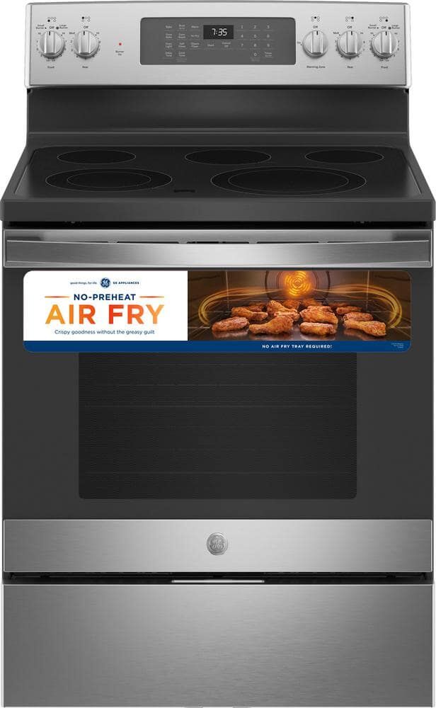 30 in. 5.3 cu. ft. Freestanding Electric Range in Stainless Steel with Convection, Air Fry Cooking