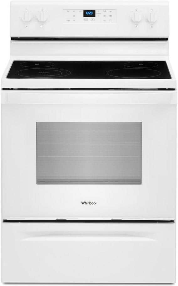 Whirlpool 5.3 cu. ft. Electric Range with 4-Elements and Frozen Bake Technology in White