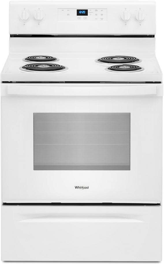 Whirlpool 30 in. 4.8 cu. ft. 4-Burner Electric Range with Keep Warm Setting in White with Storage Drawer