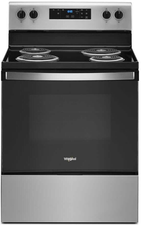 Whirlpool 30 in. 4.8 cu. ft. 4-Burner Electric Range with Self-Cleaning in Stainless Steel with Storage Drawer